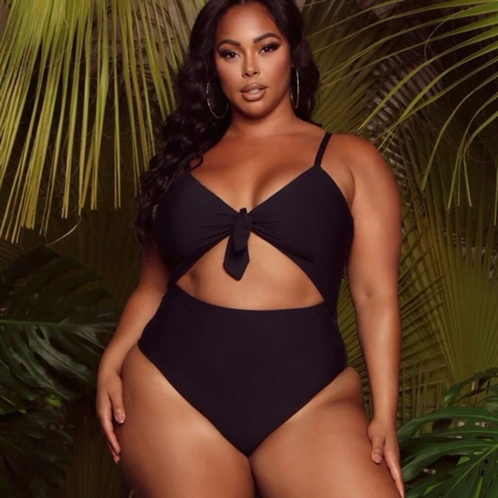 NWT Fashion Nova Hermosa Beach Dreams black one piece swimsuit